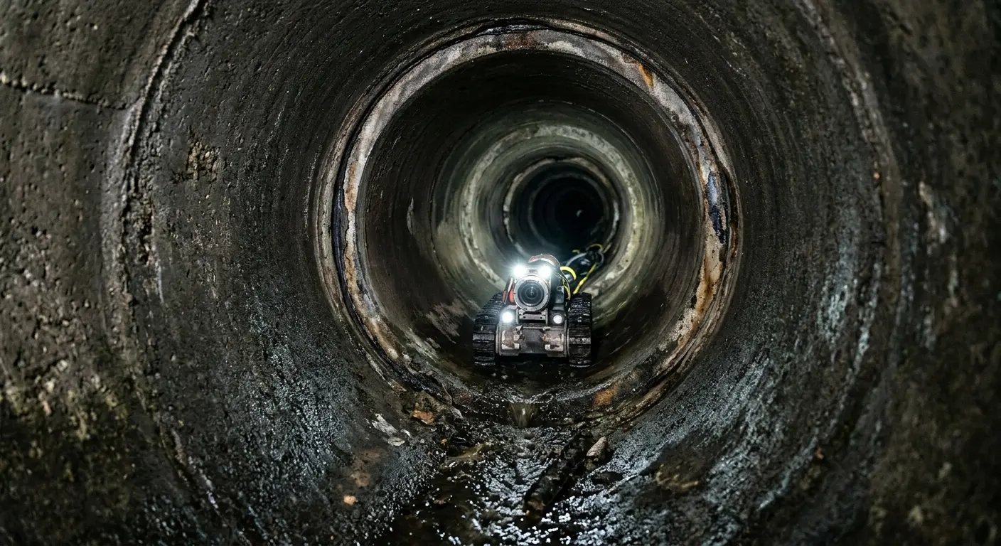 Robotic sewer camera inspecting pipe interior for Sewer Line Repair in Clermont